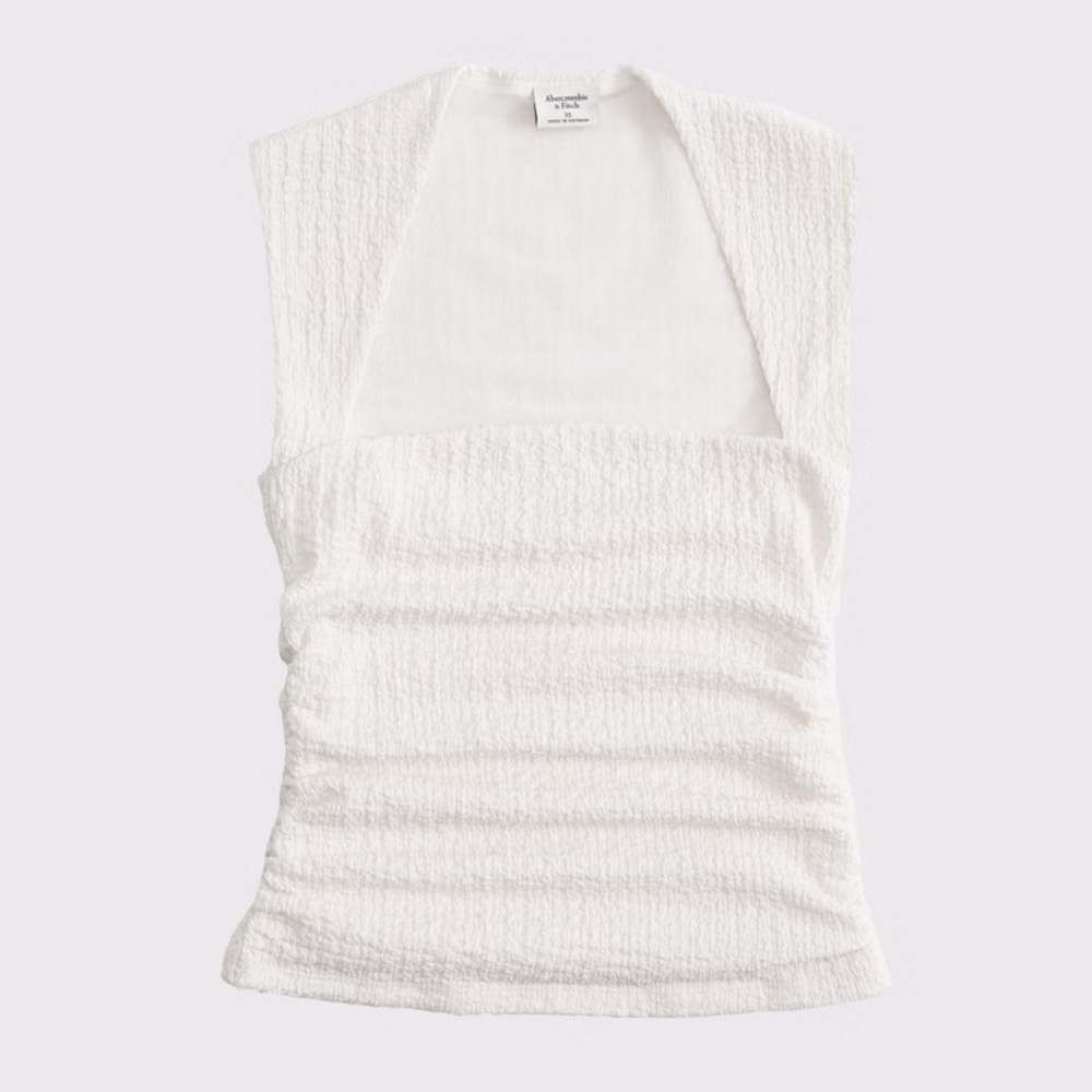 Abercrombie & Fitch White Textured Tank Top